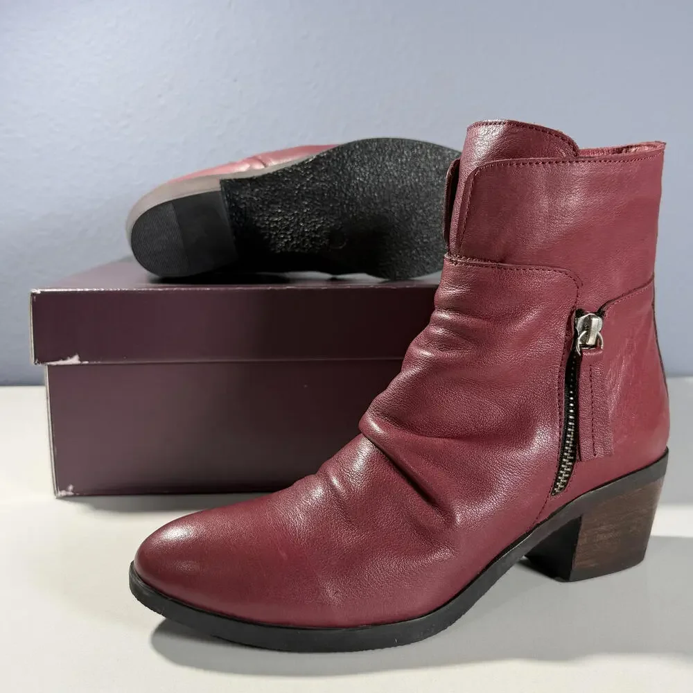 Bueno Colbie Women's Burgundy Leather Ankle‎ Boots